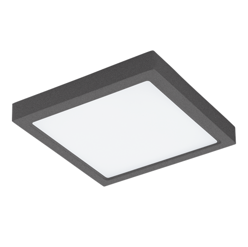Argolis LED væg og loftlampe i støbt aluminium Anthracmed skærm i Hvid plastik, 22W LED, længde 30 cm, bredde 30 cm, dybde 4 cm.